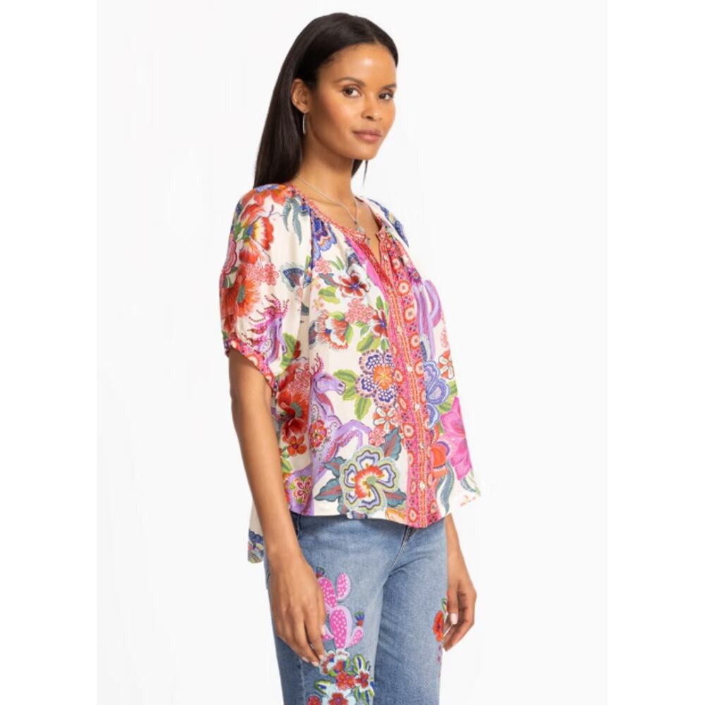 JOHNNY WAS Women's Avah Silk Blouse Medium Kallie Floral Button Down NWT - Picture 2 of 11
